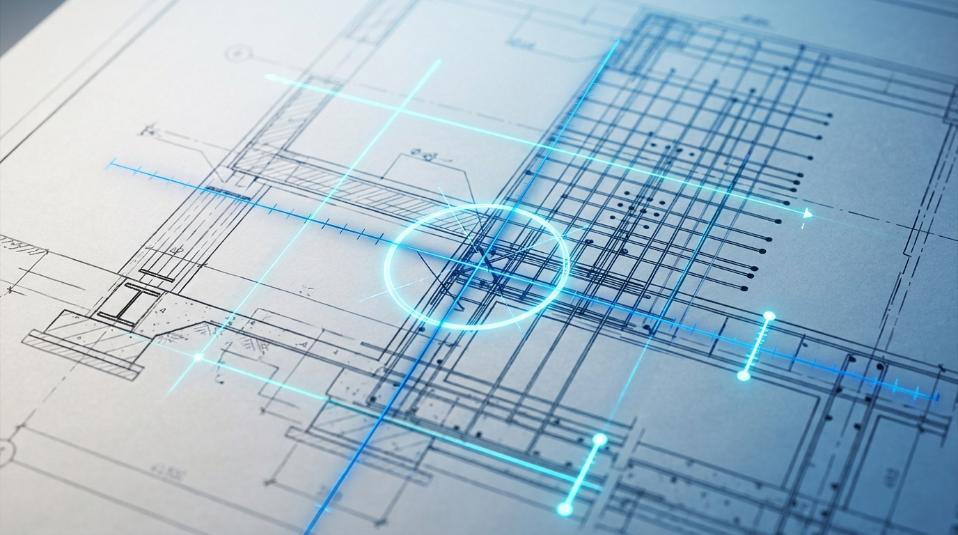 Structural engineering rebar and foundation grid plan